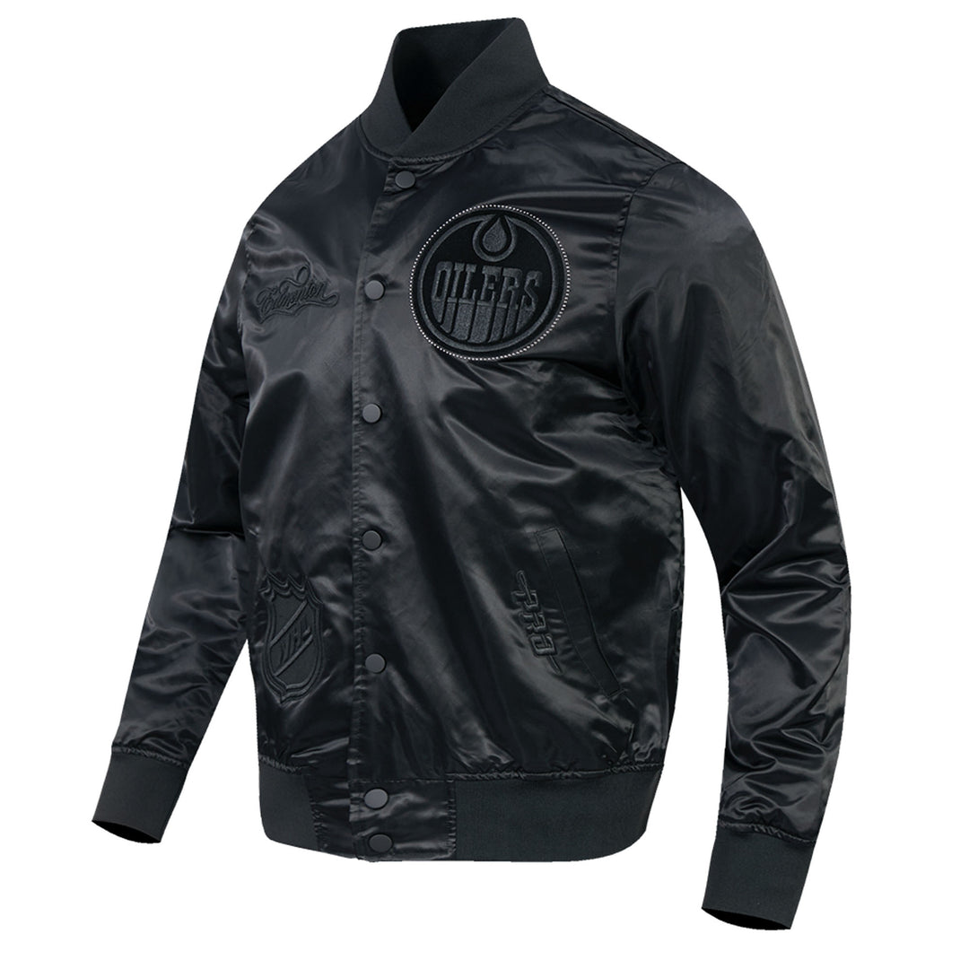 Edmonton Oilers Pro Standard Blackout Tonal Satin Jacket