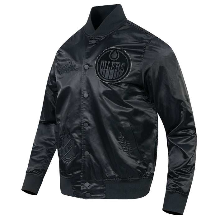 Edmonton Oilers Pro Standard Blackout Tonal Satin Jacket