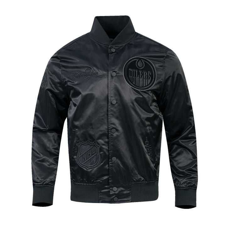 Edmonton Oilers Pro Standard Blackout Tonal Satin Jacket