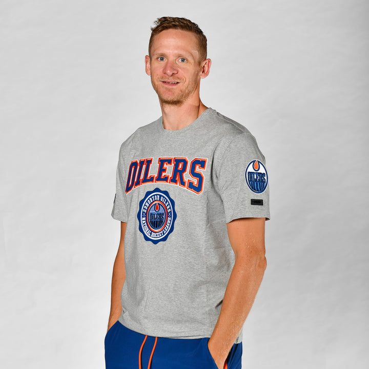 Edmonton Oilers Pro Standard Crest Emblem Heather Grey T-Shirt