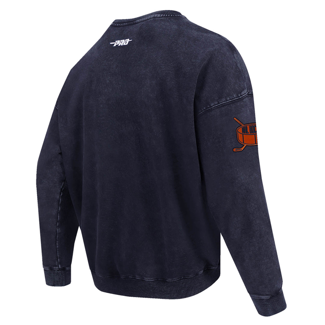 Edmonton Oilers Pro Standard First Team Enzyme Wash Navy Crewneck Sweatshirt