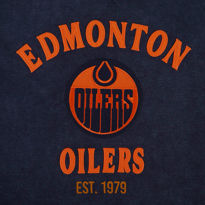 Edmonton Oilers Pro Standard First Team Enzyme Wash Navy Crewneck Sweatshirt