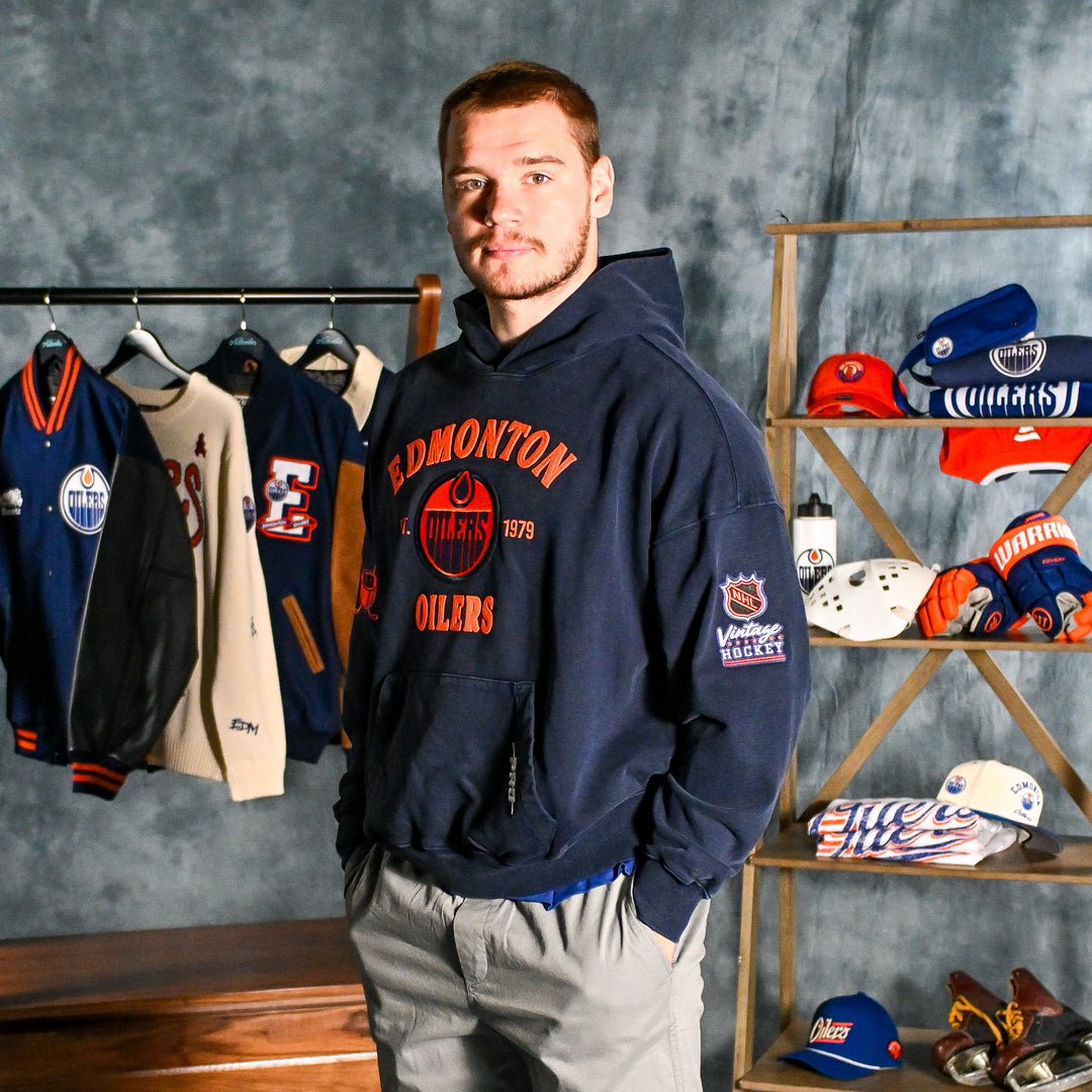 Edmonton Oilers Pro Standard First Team Enzyme Wash Navy Hoodie