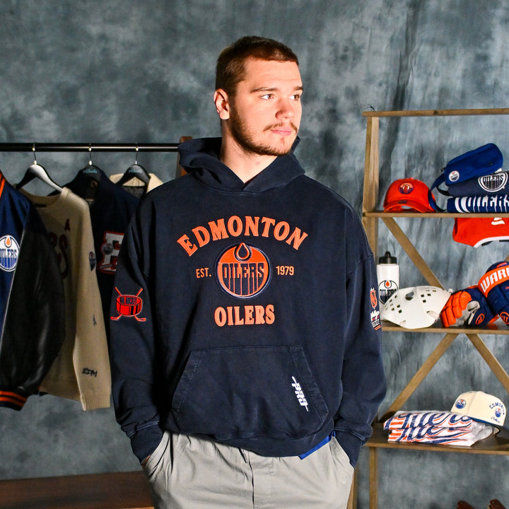 Edmonton Oilers Pro Standard First Team Enzyme Wash Navy Hoodie
