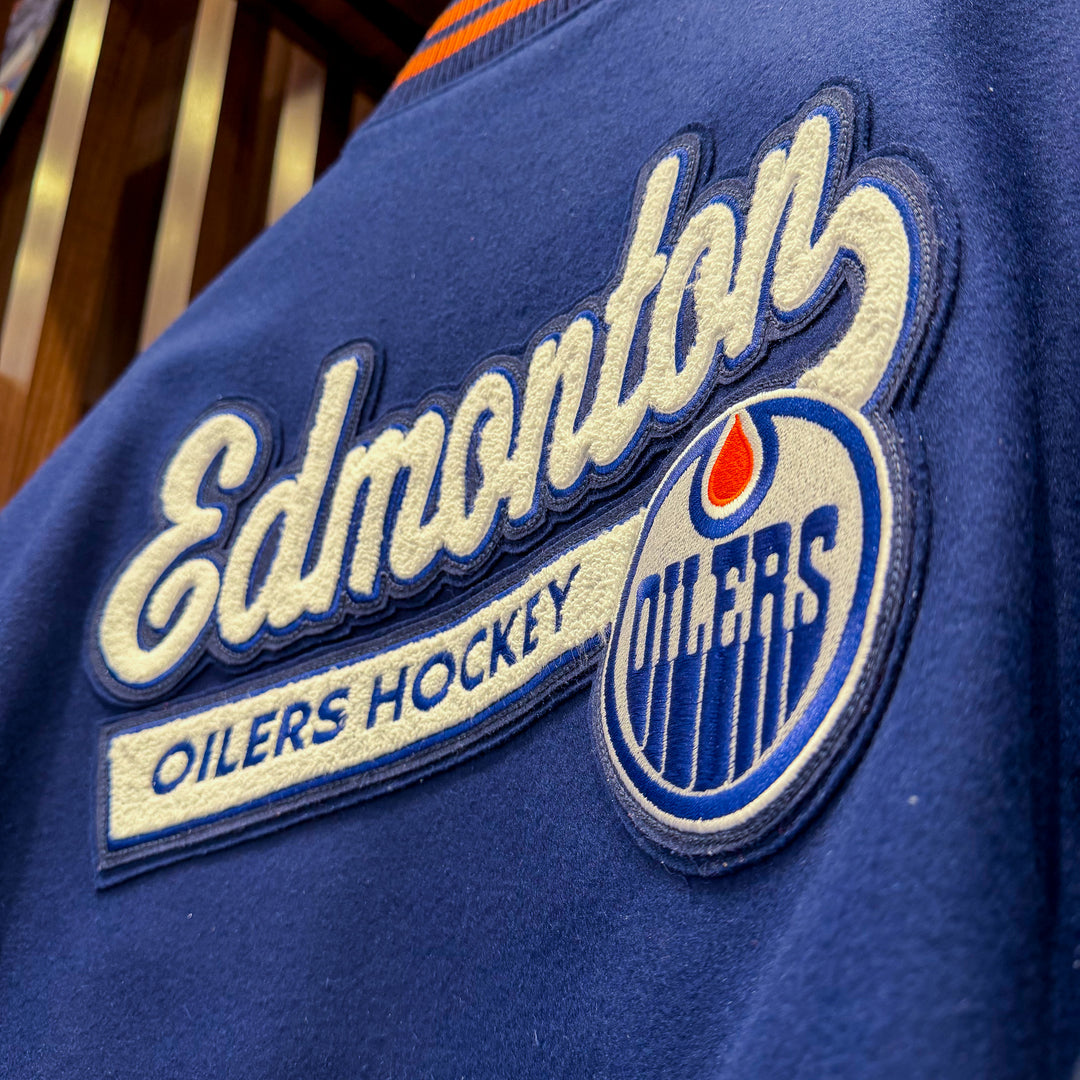 Edmonton Oilers Roots Navy Award Classic Varsity Jacket