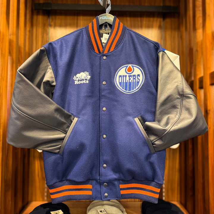 Edmonton Oilers Roots Navy Award Classic Varsity Jacket