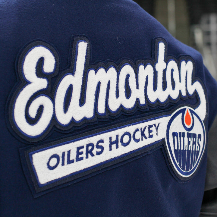 Edmonton Oilers Roots Navy Award Classic Varsity Jacket