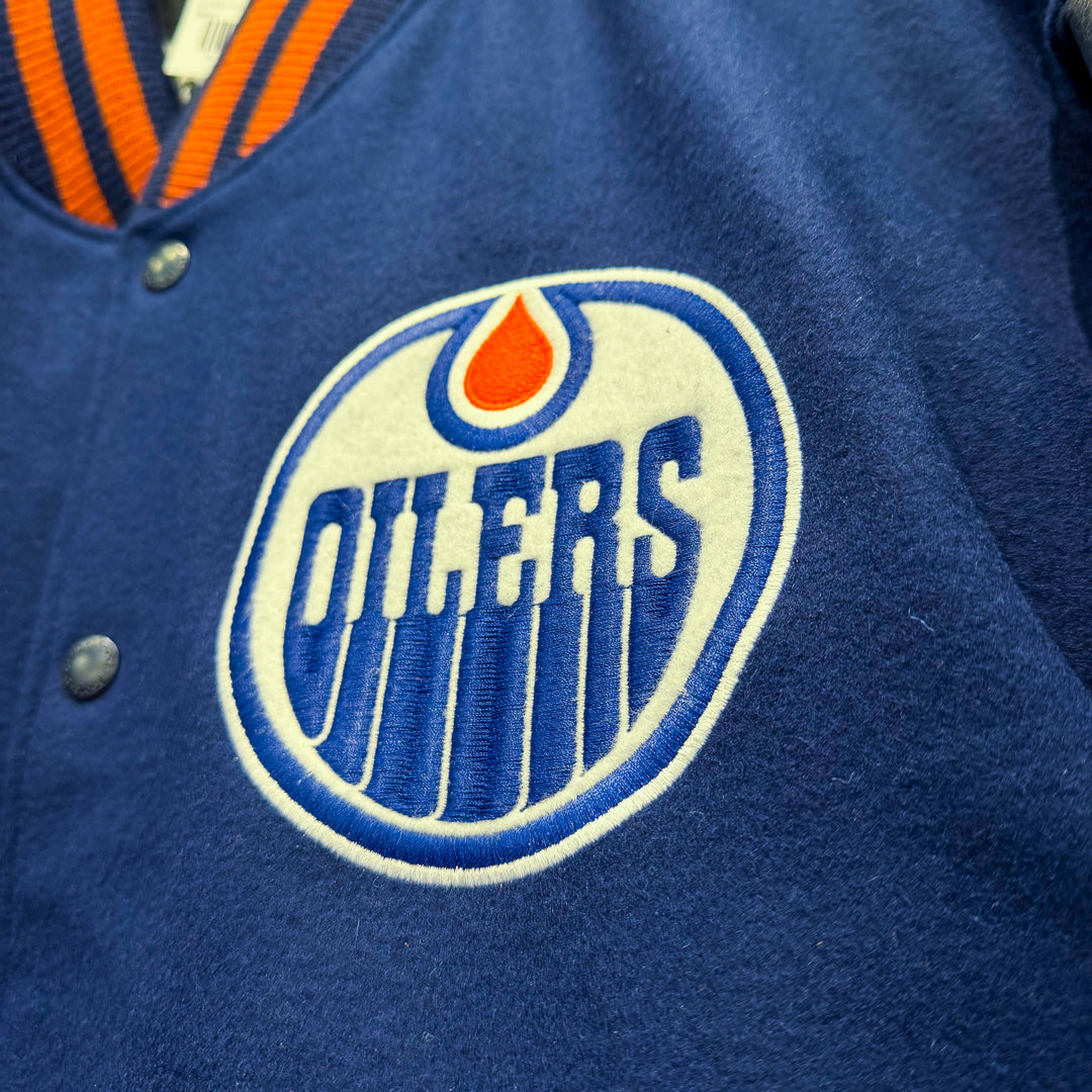 Edmonton Oilers Roots Navy Award Classic Varsity Jacket