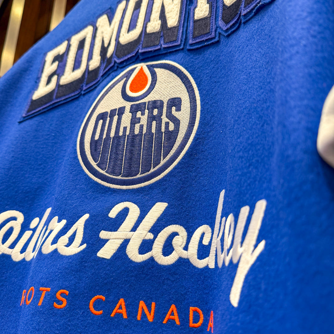 Edmonton Oilers Roots Royal Blue Award Classic Varsity Jacket