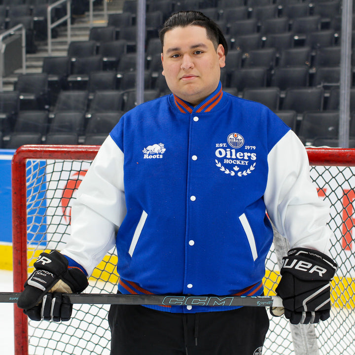 Edmonton Oilers Roots Royal Blue Award Classic Varsity Jacket