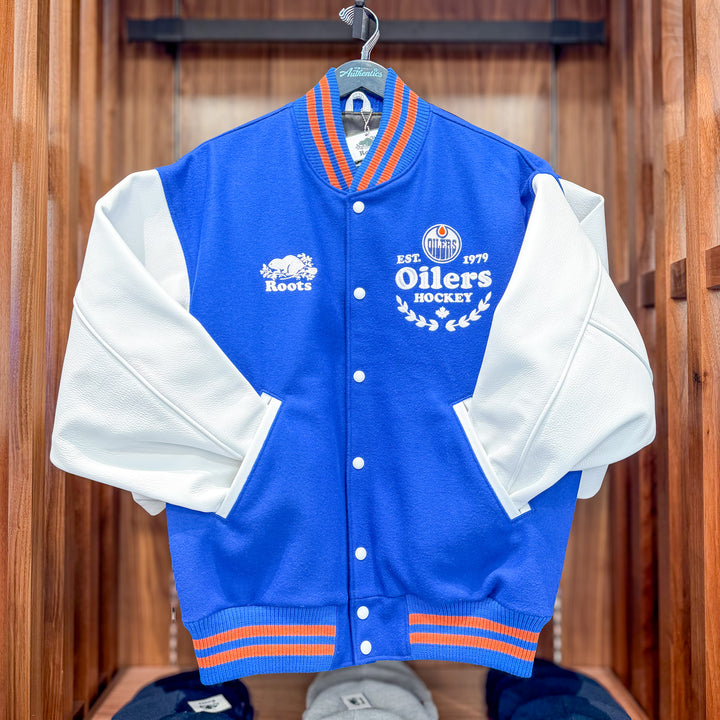 Edmonton Oilers Roots Royal Blue Award Classic Varsity Jacket