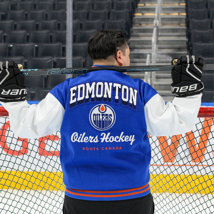 Edmonton Oilers Roots Royal Blue Award Classic Varsity Jacket
