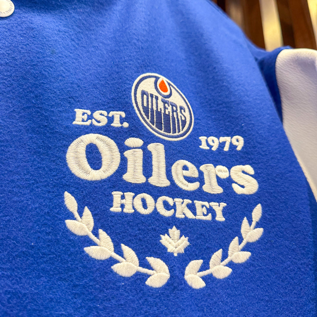 Edmonton Oilers Roots Royal Blue Award Classic Varsity Jacket