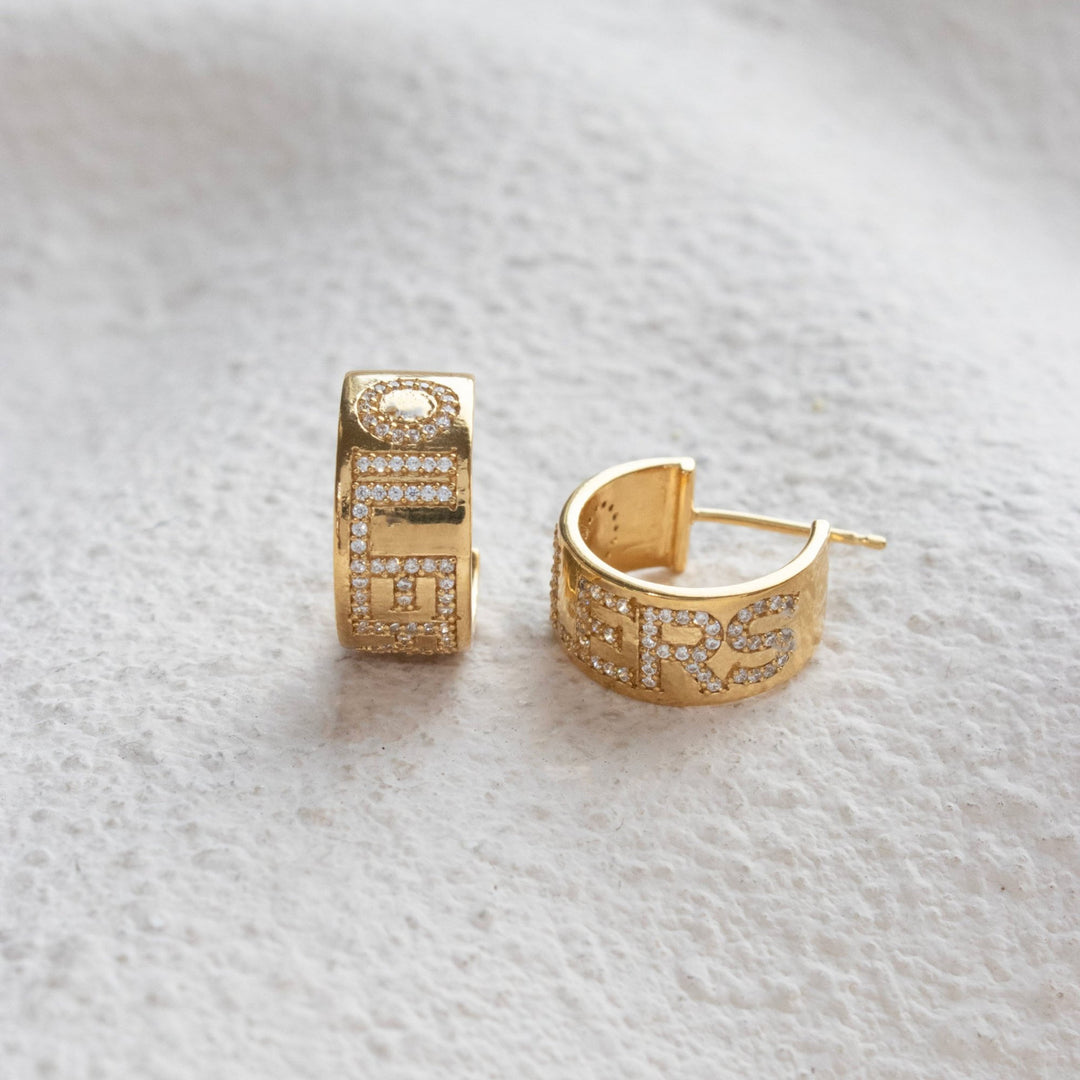 Edmonton Oilers So Pretty Cara Cotter Gold Pave Cigar Band Hoop Earrings