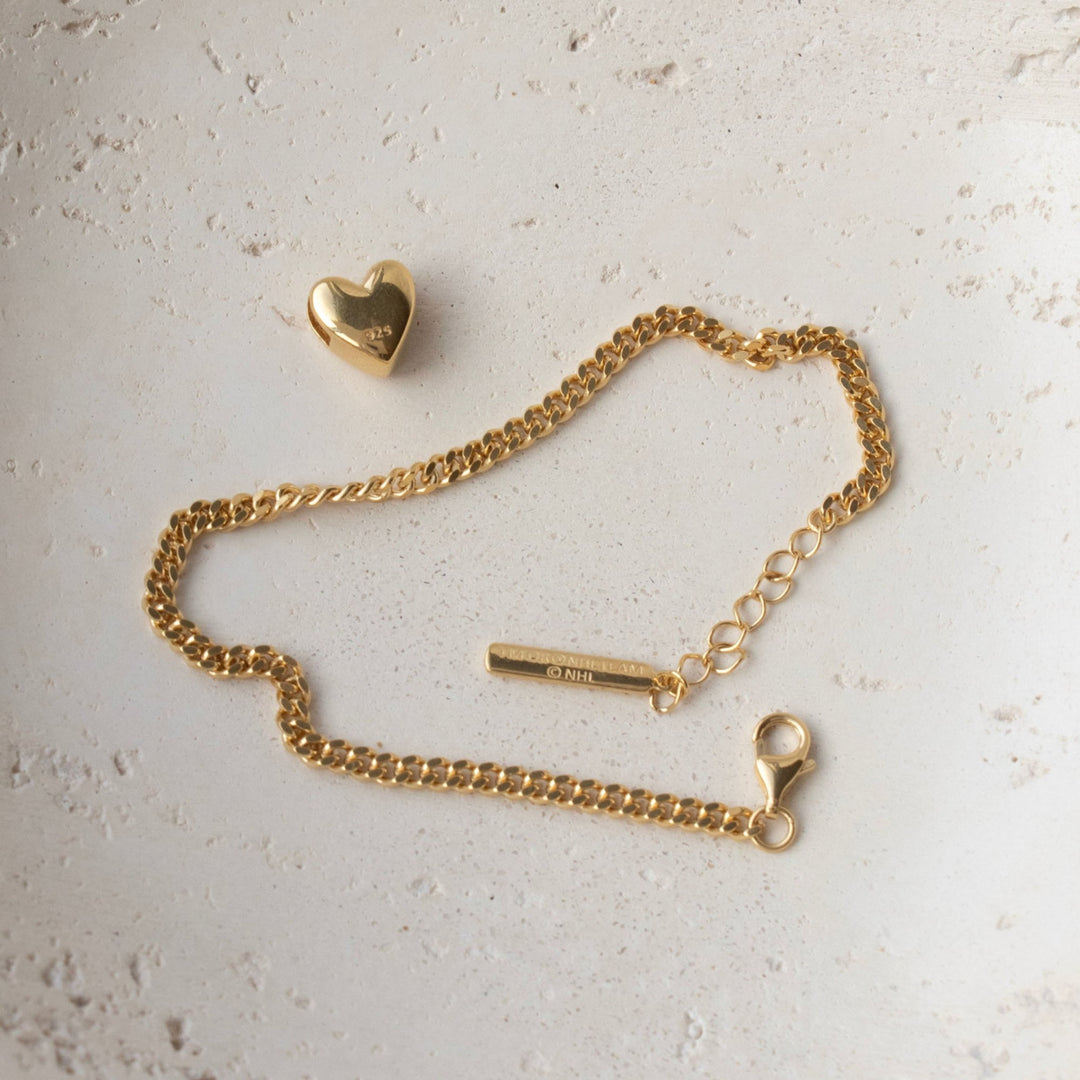 Edmonton Oilers So Pretty Cara Cotter Gold Slider Heart Charm Bracelet