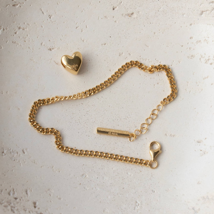 Edmonton Oilers So Pretty Cara Cotter Gold Slider Heart Charm Bracelet