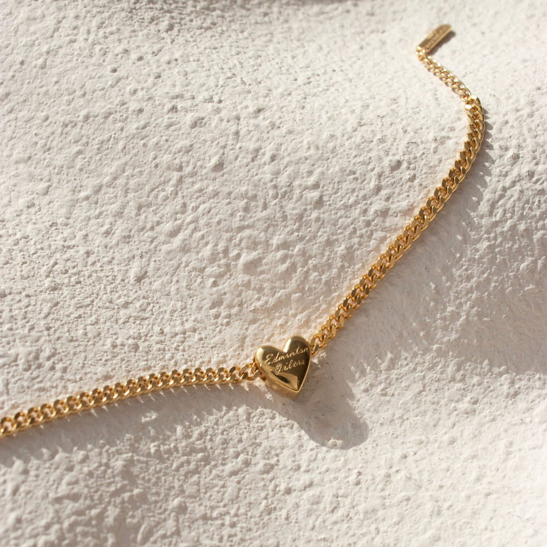 Edmonton Oilers So Pretty Cara Cotter Gold Slider Heart Charm Bracelet