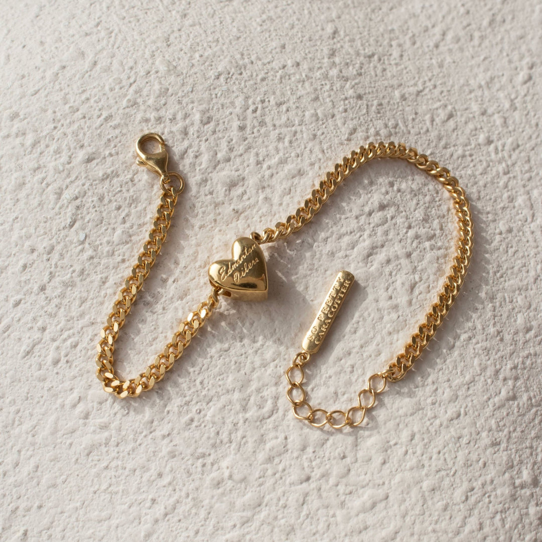 Edmonton Oilers So Pretty Cara Cotter Gold Slider Heart Charm Bracelet