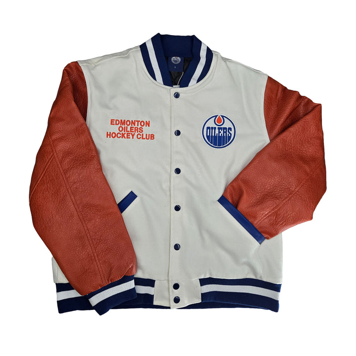 Edmonton Oilers Unisex Something Inked Coach's White Jacket