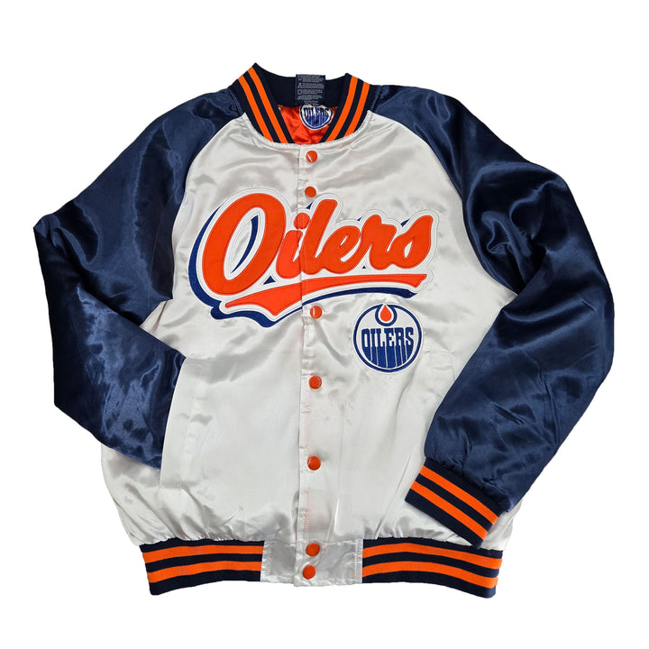 Edmonton Oilers Something Inked White Satin Jacket