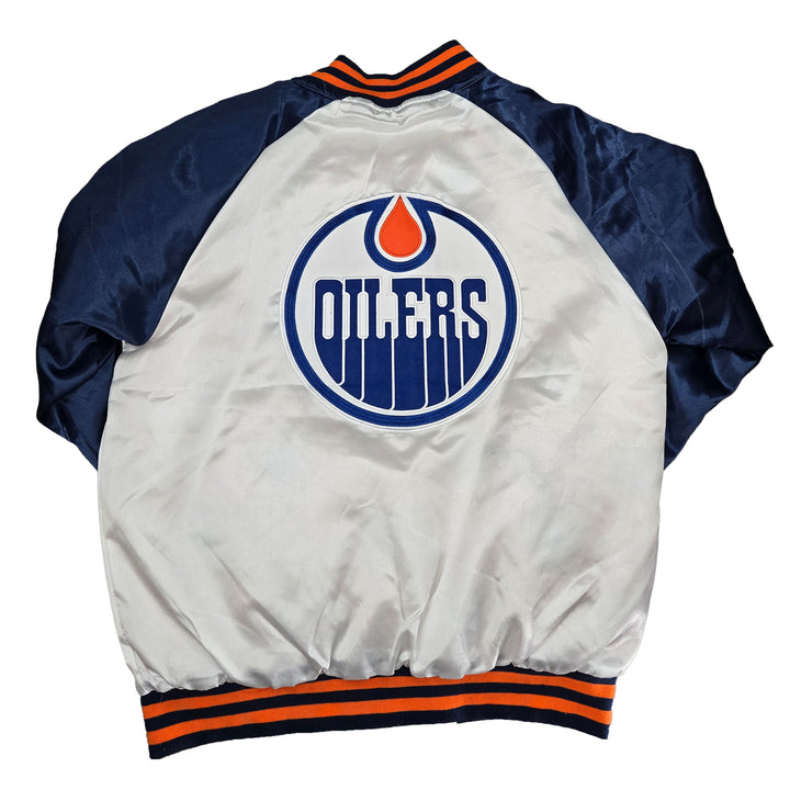 Edmonton Oilers Something Inked White Satin Jacket