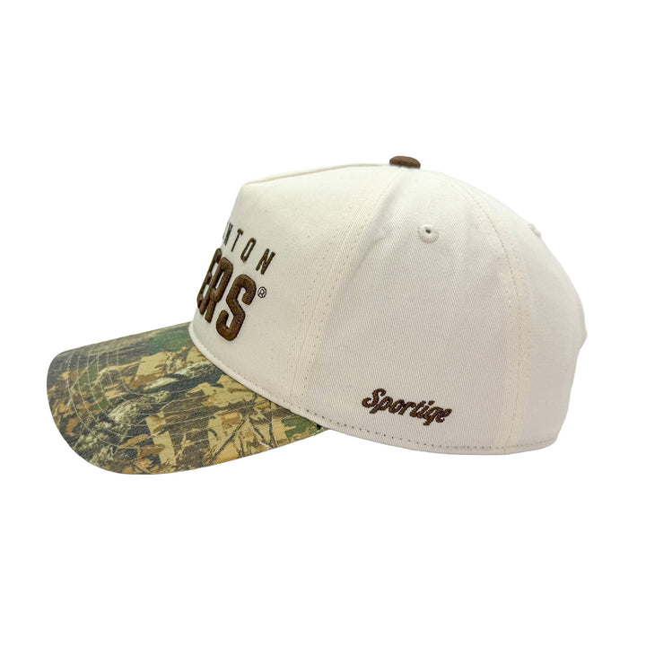 Edmonton Oilers Sportiqe Cream & Camo Ranch Snapback Hat