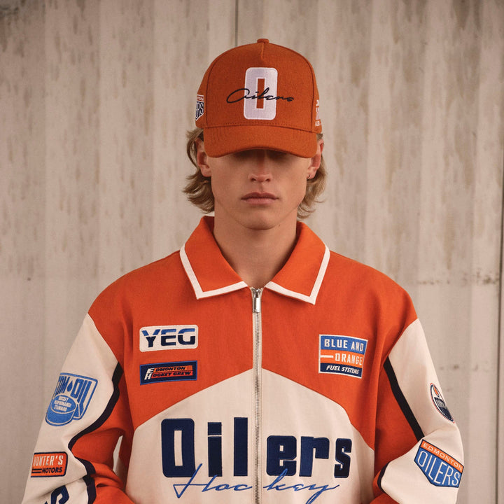 Edmonton Oilers Sports Club Atelier by Lauren McDavid Copper Rush Wool Orange Trucker Snapback Hat