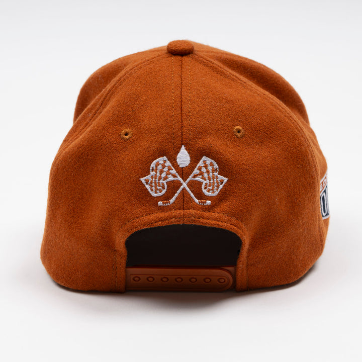 Edmonton Oilers Sports Club Atelier by Lauren McDavid Copper Rush Wool Orange Trucker Snapback Hat
