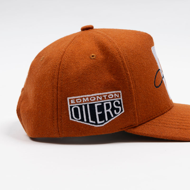 Edmonton Oilers Sports Club Atelier by Lauren McDavid Copper Rush Wool Orange Trucker Snapback Hat
