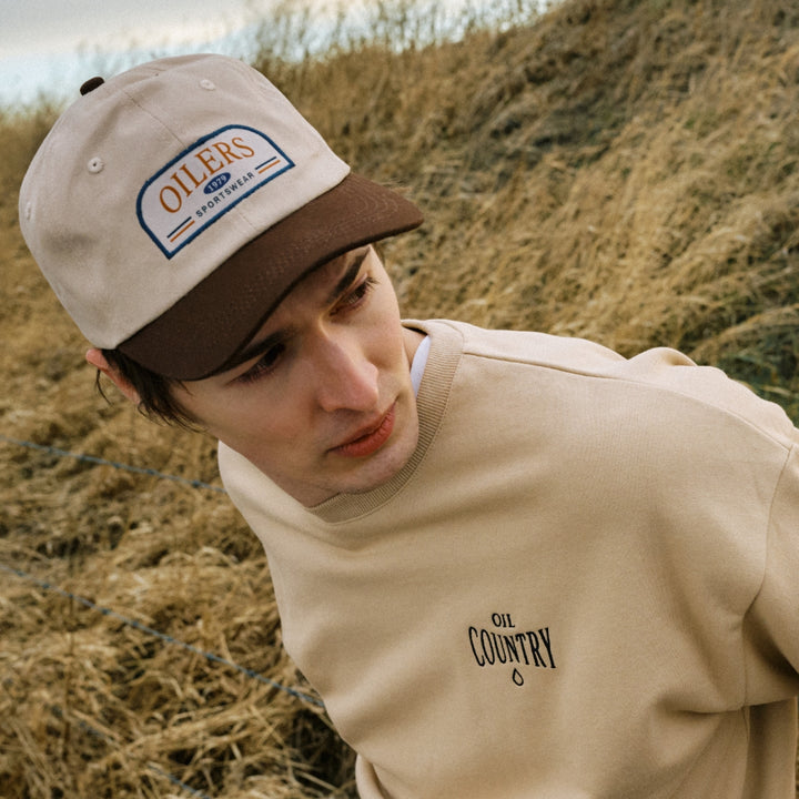 Edmonton Oilers Sports Club Atelier by Lauren McDavid Cream & Brown Utility Two-Toned Canvas Adjustable Hat