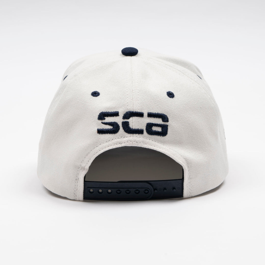 Edmonton Oilers Sports Club Atelier by Lauren McDavid Cream & Navy Oil Crew Racer Trucker Snapback Hat