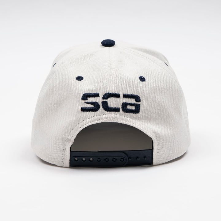 Edmonton Oilers Sports Club Atelier by Lauren McDavid Cream & Navy Oil Crew Racer Trucker Snapback Hat