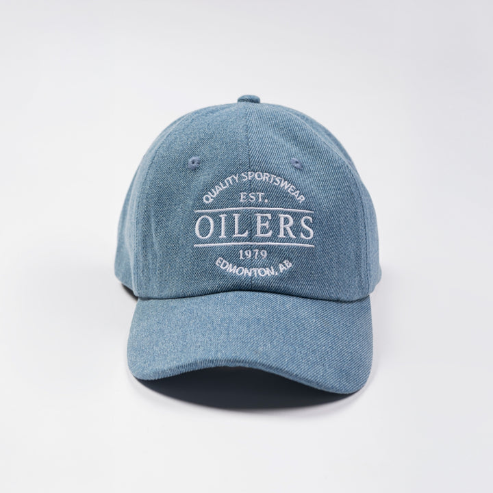 Edmonton Oilers Sports Club Atelier by Lauren McDavid Light Wash Blue Jean Baseball Adjustable Hat