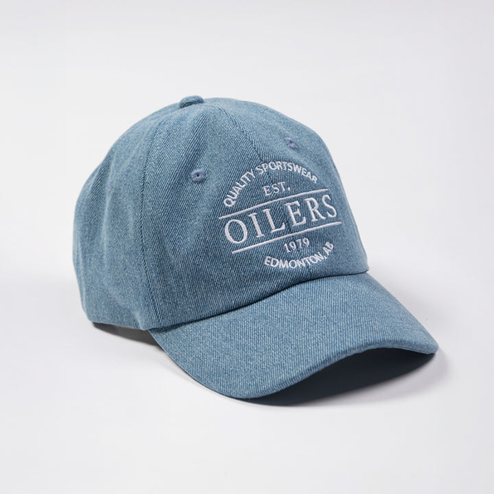 Edmonton Oilers Sports Club Atelier by Lauren McDavid Light Wash Blue Jean Baseball Adjustable Hat