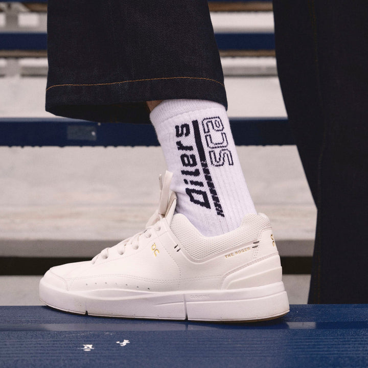 Edmonton Oilers Sports Club Atelier by Lauren McDavid White Jacquard Crew Socks