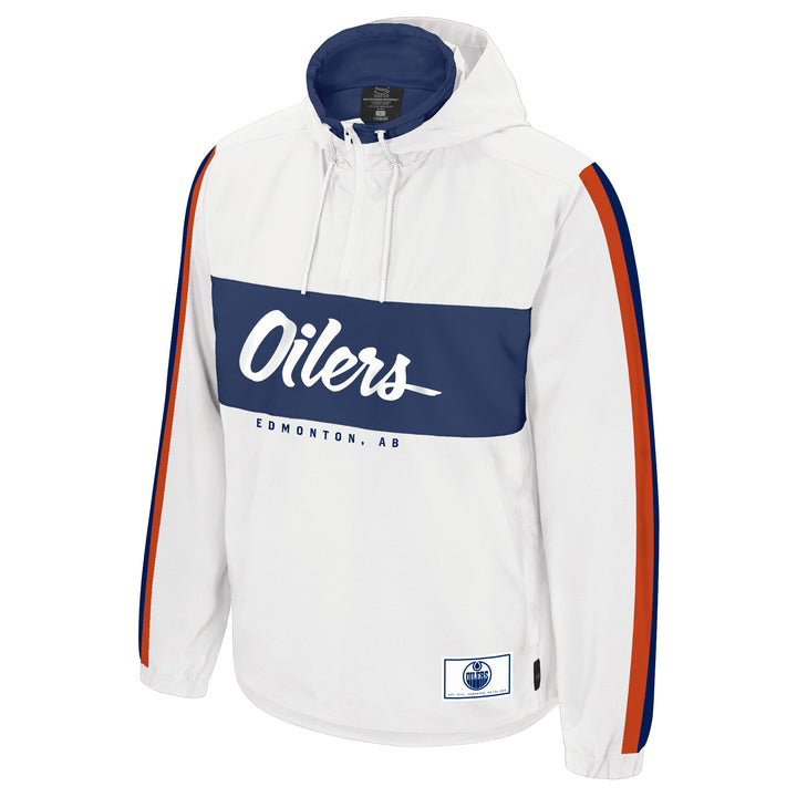 Edmonton Oilers Stadium Essentials Bench Pursuit White Quarter-Zip Jacket