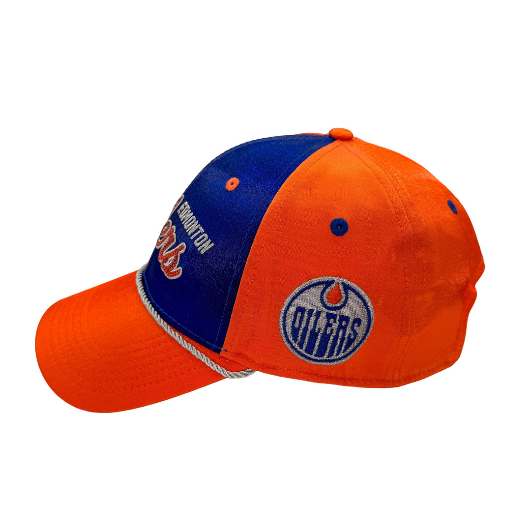 Edmonton Oilers Starter Blue & Orange Dazzle Curved Starfit Adjustable Hat