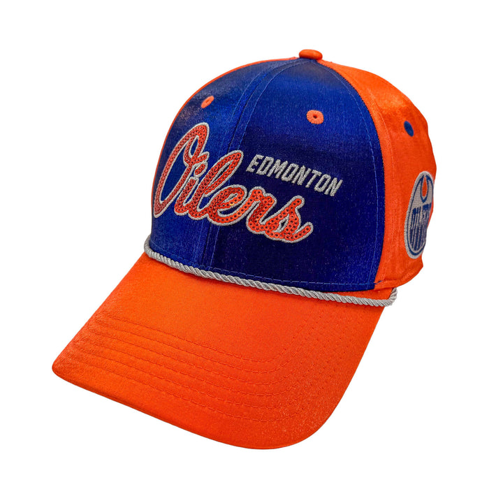 Edmonton Oilers Starter Blue & Orange Dazzle Curved Starfit Adjustable Hat