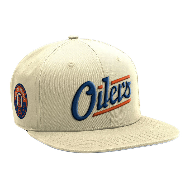 Edmonton Oilers Starter Cream Alternate Logo Flat Brim Snapback Hat