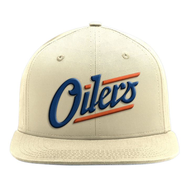 Edmonton Oilers Starter Cream Alternate Logo Flat Brim Snapback Hat