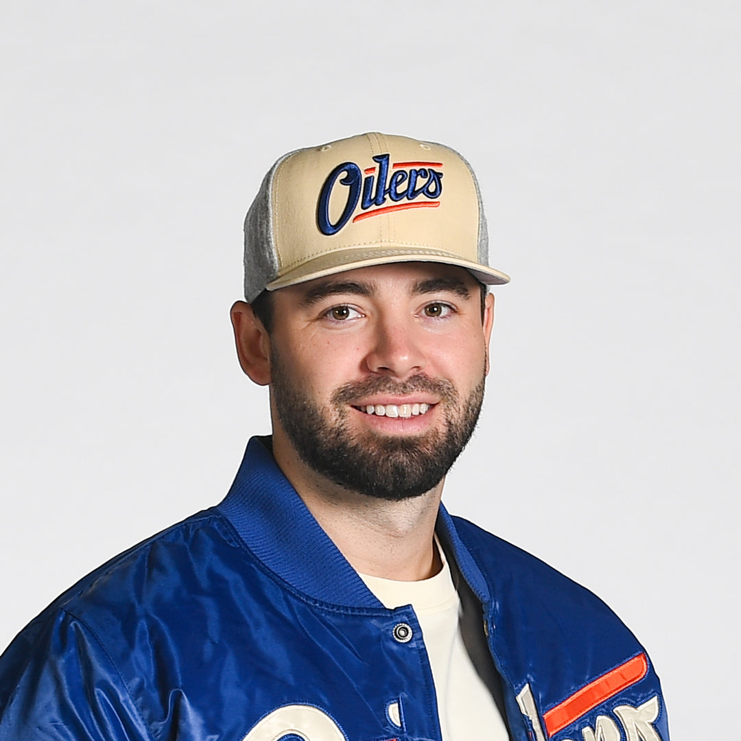 Edmonton Oilers Starter Cream Alternate Logo Melton Wool Flat Brim Snapback Hat