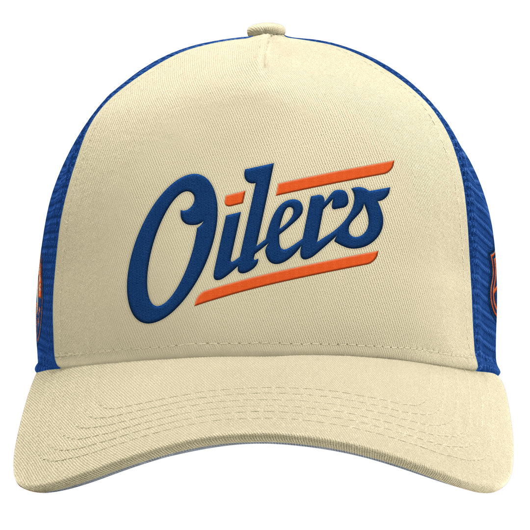 Edmonton Oilers Starter Cream Alternate Logo Trailer Trucker Snapback Hat