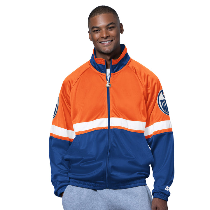 Edmonton Oilers Starter Orange Veteran Full-Zip Track Jacket