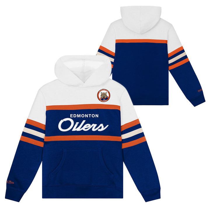 Edmonton Oilers Toddler Mitchell & Ness White & Navy Mascot Coach Hoodie