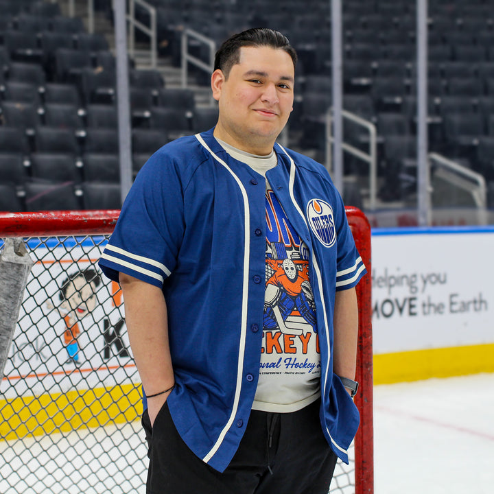 Edmonton Oilers Unisex Authentics Blue Baseball Relaxed Shirt
