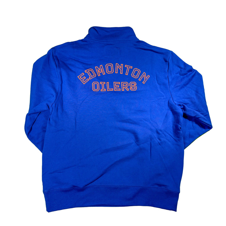 Edmonton Oilers Unisex Authentics Blue Embroidery Quarter-Zip Sweatshirt