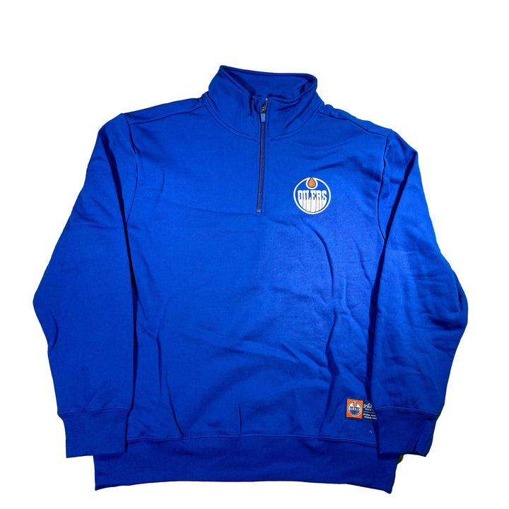 Edmonton Oilers Unisex Authentics Blue Embroidery Quarter-Zip Sweatshirt