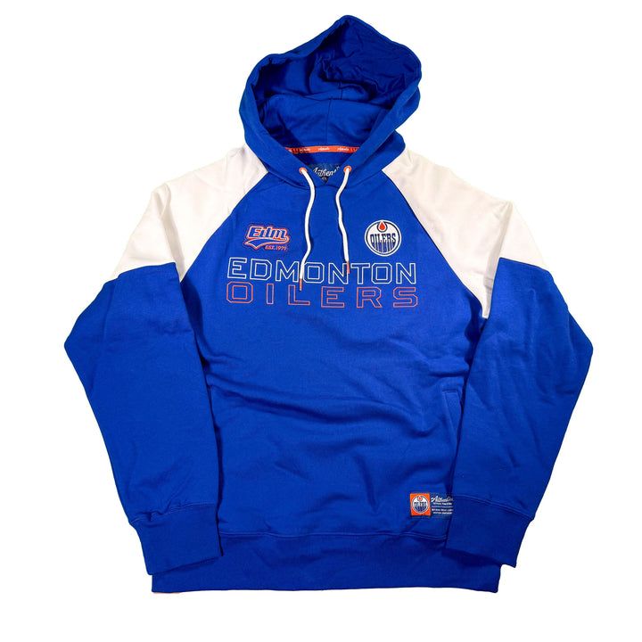Edmonton Oilers Unisex Authentics Blue Welt Pocket Color Blocked Hoodie