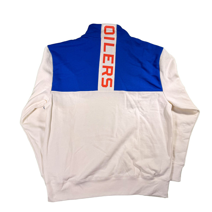 Edmonton Oilers Unisex Authentics Blue & Cream Color Blocked Quarter-Zip Sweatshirt