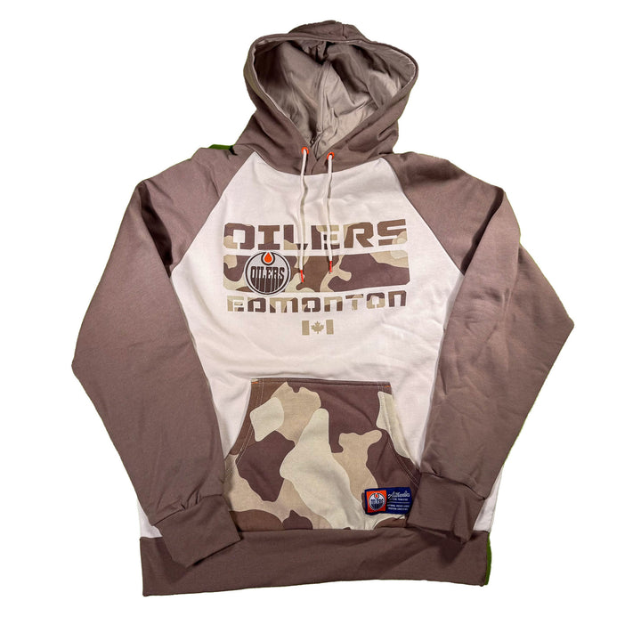 Edmonton Oilers Unisex Authentics Cream & Brown Neutral Camo Print Hoodie